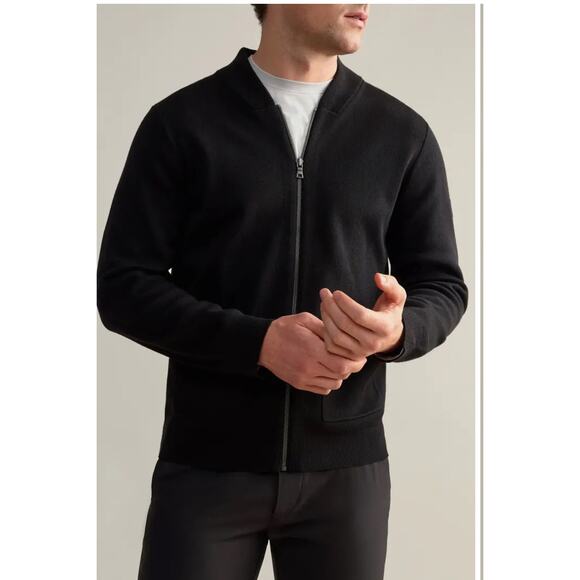 NEW w/tags Rhône Men’s Navigator Knit Bomber Large Black Full Zip Jacket Sweater - Picture 2 of 11